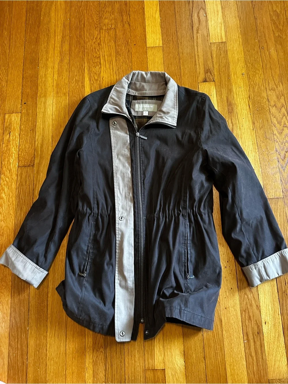 Vintage Lizwear Plaid Lined Chore Coat Utility Jacket Brown Medium